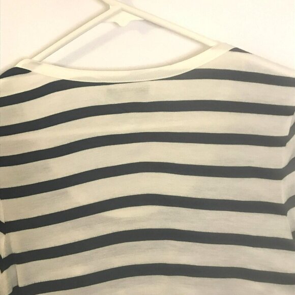 CAbi Bonjour 3/4 Sleeve Tee Scoop Neck Striped Flowy Navy White Women's Medium - Picture 6 of 12